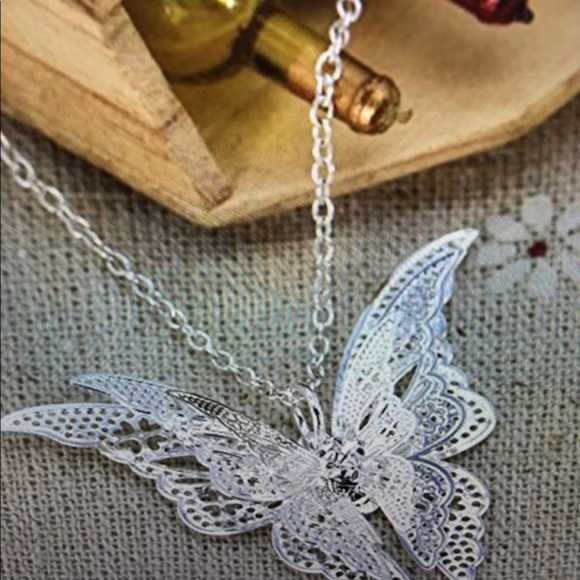 Silver Butterfly Necklace - Picture 2 of 4